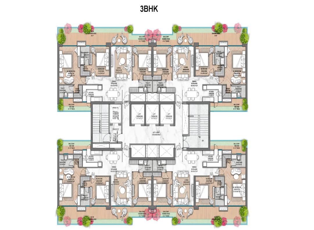 3BHK Floor Plan